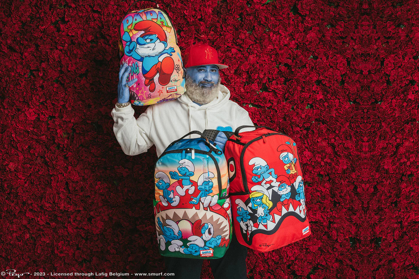NWT Papa Smurf Large Backpack Sprayground Laptop Ready Travel School Bag Smurfs SPRAYGROUND THE SMURFS SHARK BOUNCE BACKPACK / BOOK BAG | eBay main image 2