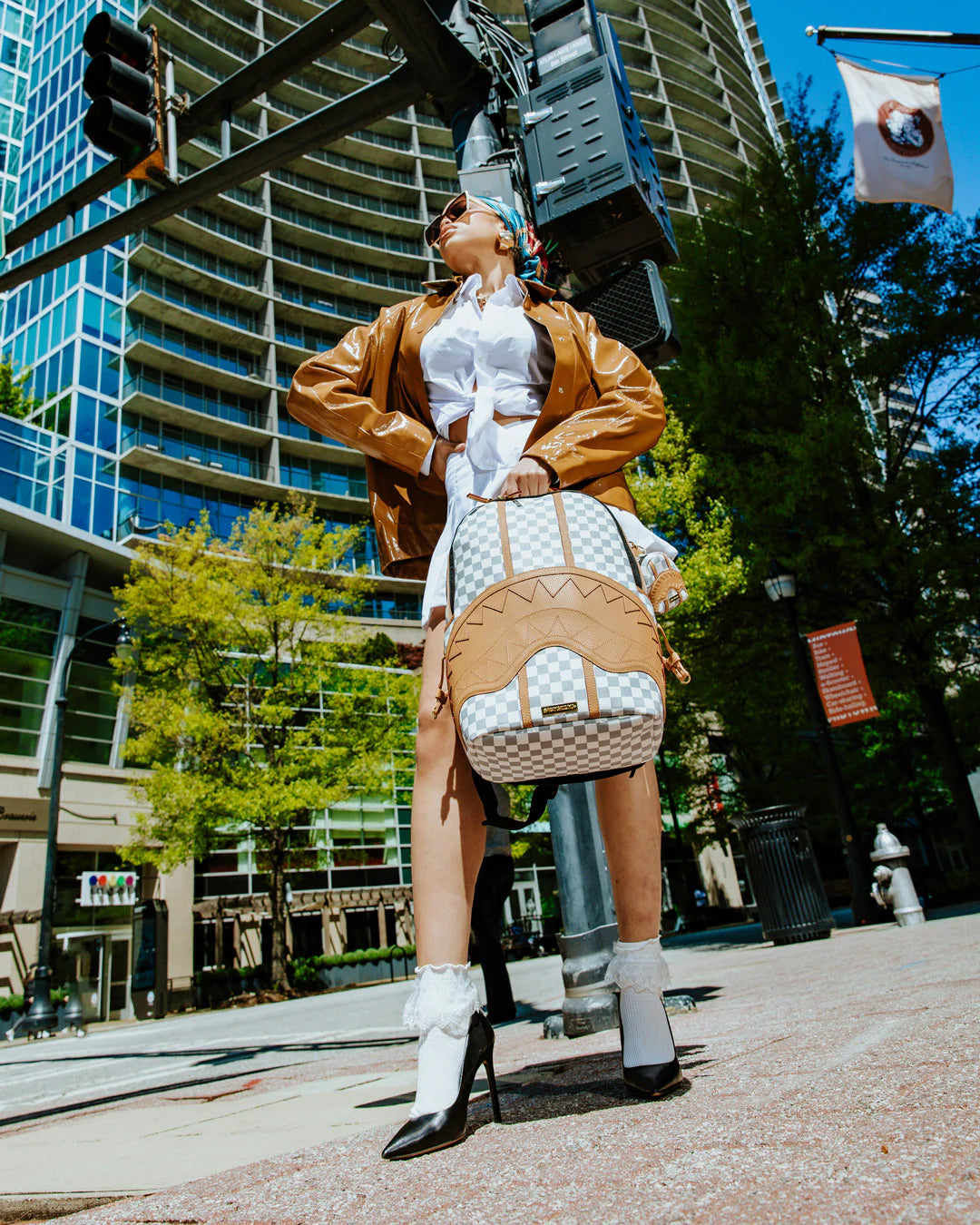 #CREAM  SPPAYGROUND×CREAM Fire Backpack SPRAYGROUND Backpack CREAM Fire Black Red Laptop Tablet Book