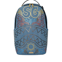 METALLIC PRINTED DENIM SHARK DLXSV BACKPACK