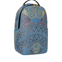 METALLIC PRINTED DENIM SHARK DLXSV BACKPACK