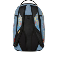 METALLIC PRINTED DENIM SHARK DLXSV BACKPACK