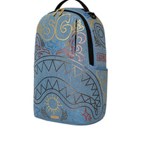 METALLIC PRINTED DENIM SHARK DLXSV BACKPACK