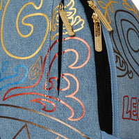 METALLIC PRINTED DENIM SHARK DLXSV BACKPACK