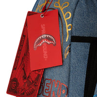 METALLIC PRINTED DENIM SHARK DLXSV BACKPACK