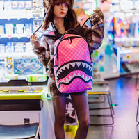 PINK AND BLACK DRIP CHECK DLXSV BACKPACK
