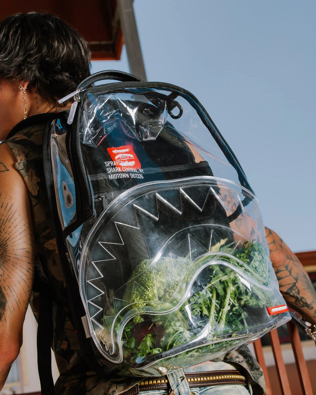 Sprayground SHARK CENTRAL CLEAR DLXSV BACKPACK BLACKPANEL