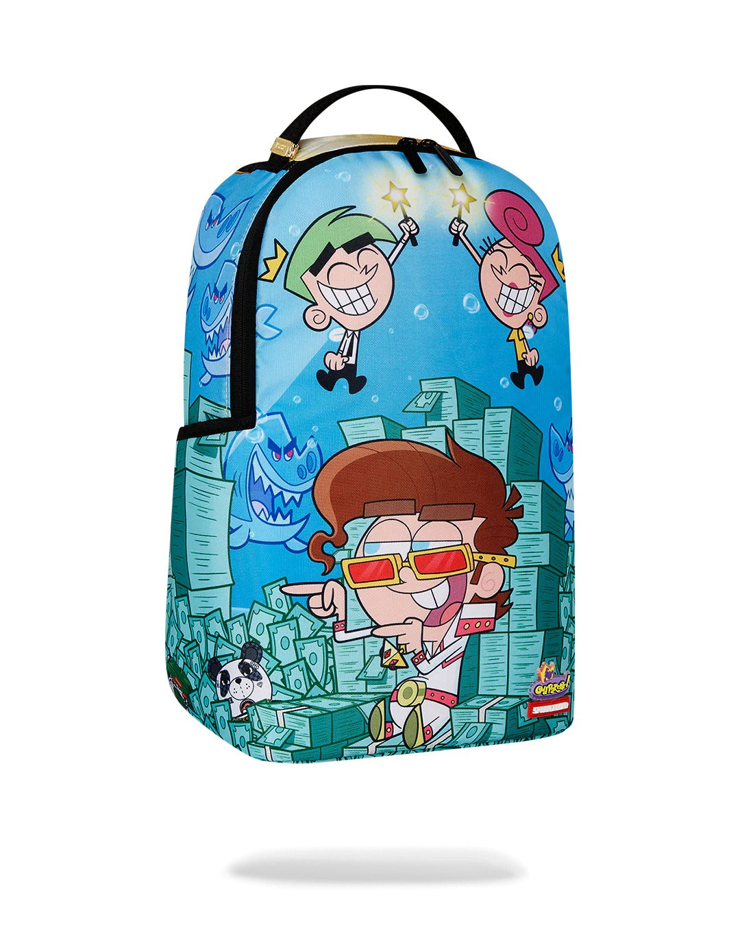 TIMMY SITTING ON MONEY CHAIR BACKPACK