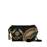 AI WONDERLAND GOLD AND BLACK CROSSOVER CLUTCH