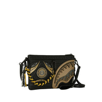 AI WONDERLAND GOLD AND BLACK CROSSOVER CLUTCH