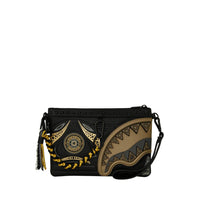 AI WONDERLAND GOLD AND BLACK CROSSOVER CLUTCH