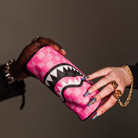 PINK AND BLACK DRIP CHECK POUCH