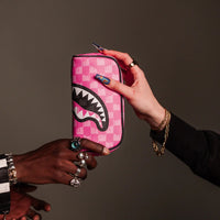 PINK AND BLACK DRIP CHECK POUCH