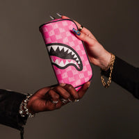 PINK AND BLACK DRIP CHECK POUCH