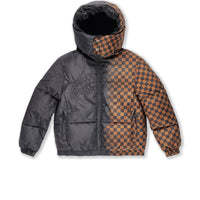 GREY CHECK DOWN JACKET