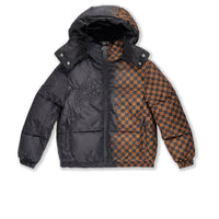 GREY CHECK DOWN JACKET