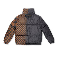 GREY CHECK DOWN JACKET