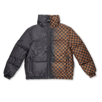 GREY CHECK DOWN JACKET