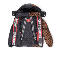 GREY CHECK DOWN JACKET