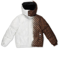 GREY CHECK DOWN JACKET