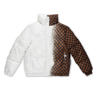 GREY CHECK DOWN JACKET