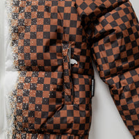 GREY CHECK DOWN JACKET