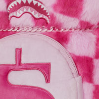 PINK FUR CHECK MONEYBEAR BACKPACK
