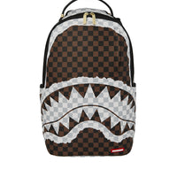 CREAM AND BROWN TEAR CHECK BACKPACK