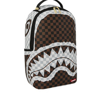 CREAM AND BROWN TEAR CHECK BACKPACK