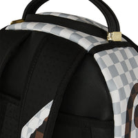 CREAM AND BROWN TEAR CHECK BACKPACK