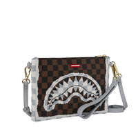 CREAM AND BROWN TEAR CHECK CROSSOVER CLUTCH