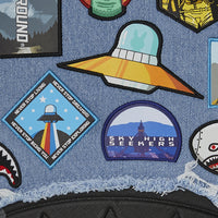 DENIM TEAR 3 AM PATCHES BACKPACK