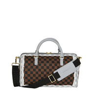 CREAM AND BROWN TEAR CHECK MINI DUFFLE