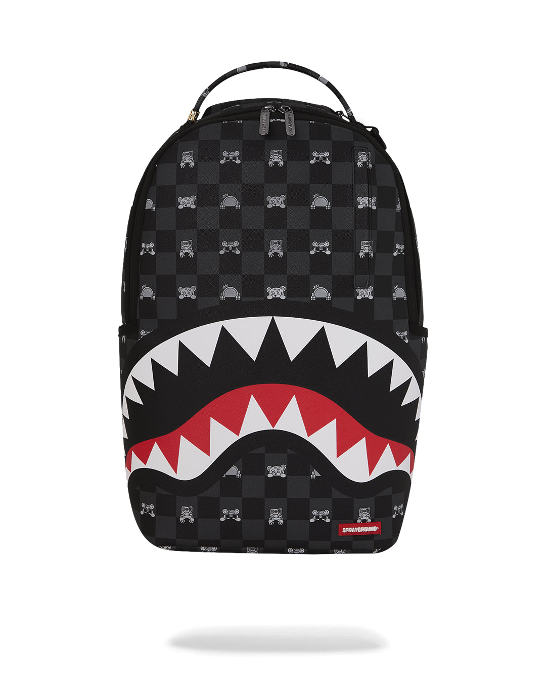 【極美品】SPRAYGROUND バックパック シャーク チェック柄 Sprayground GRAY PEEKING CHARACTER CHECK DLXSV BACKPACK