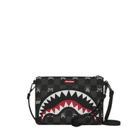 GRAY PEEKING CHARACTER CHECK CROSSBODY POUCHETTE