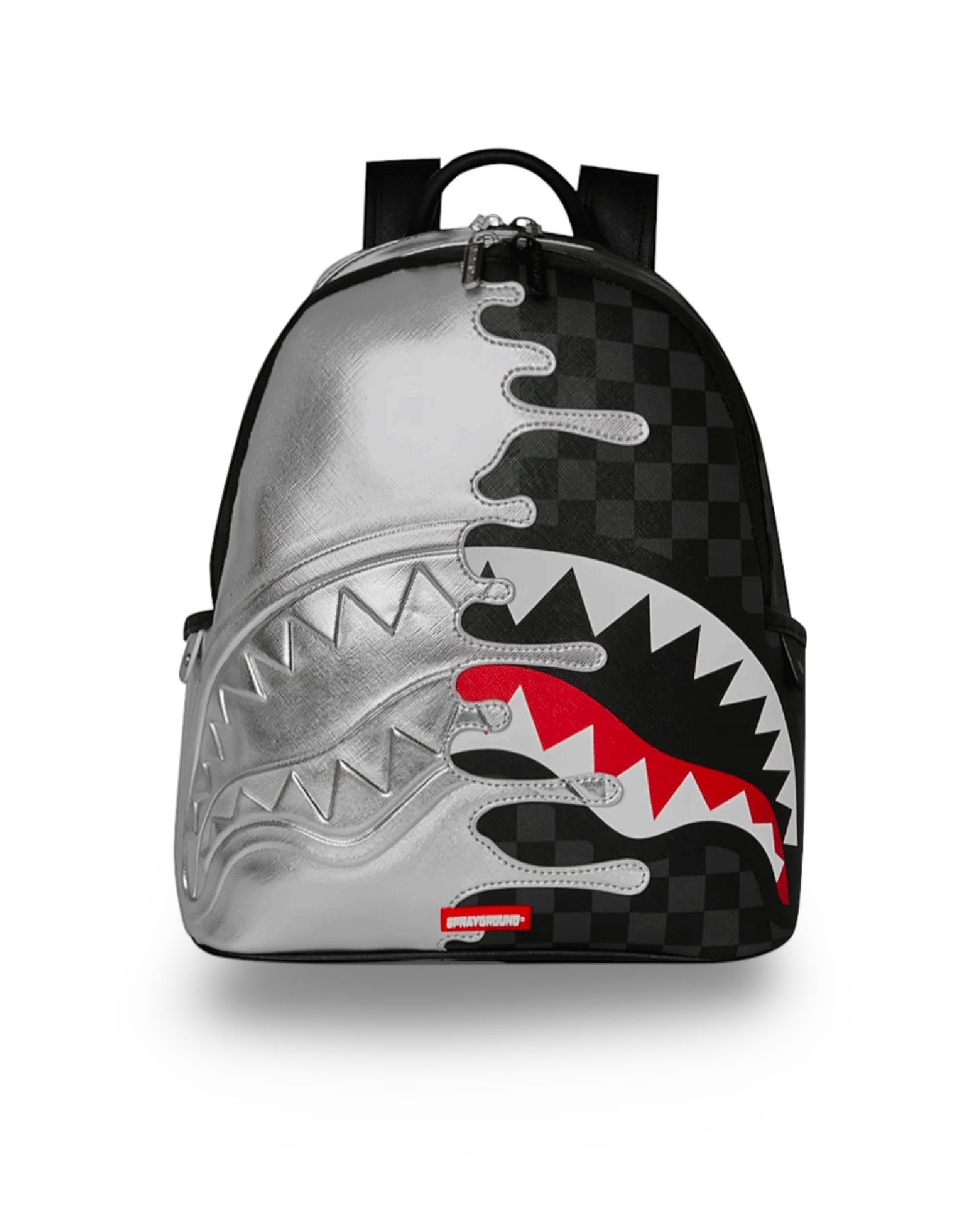 Sprayground SILVER SIDE DRIP BLACK CHECK SAVAGE BACKPACK