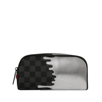 SILVER SIDE DRIP BLACK CHECK PENCIL POUCH