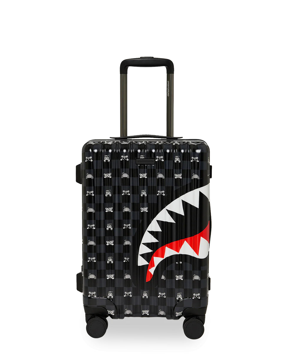 Sprayground GRAY PEEKING CHARACTER SKETCH CARRY-ON HARD LUGGAGE