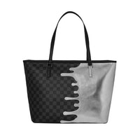 SILVER SIDE DRIP BLACK CHECK TOTE