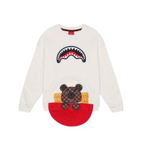 BEAR IN THE POCKET IVORY OVER CREWNECK