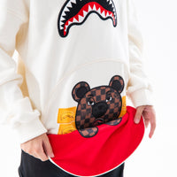 BEAR IN THE POCKET IVORY OVER CREWNECK