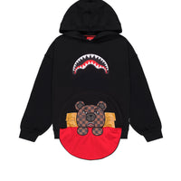 BEAR IN THE POCKET BLACK OVER HOODIE