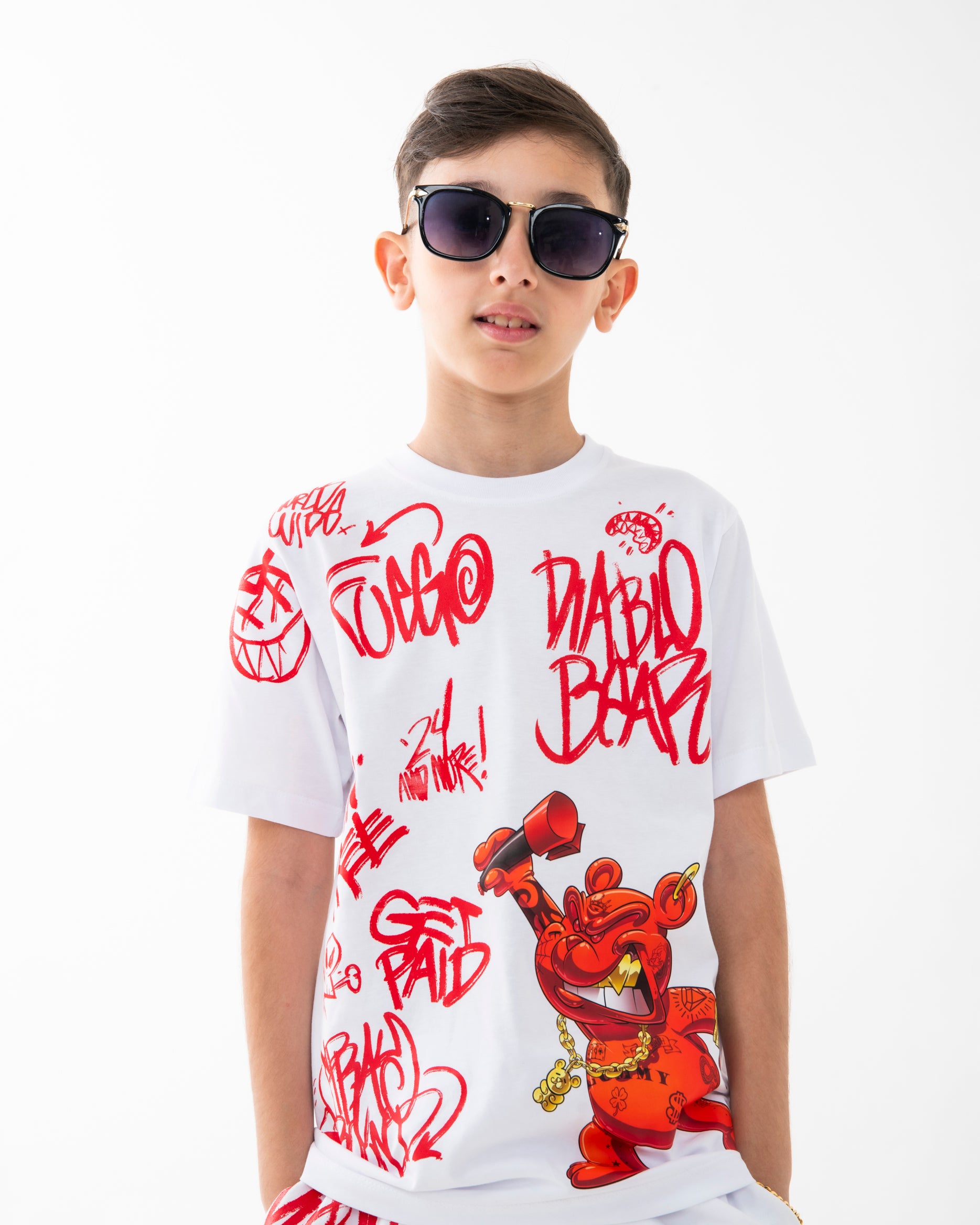 Sprayground VANDAL DIABLO BEAR WHITE REGULAR T-SHIRT