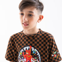 GET OUT BEAR CHECKERED REGULAR T-SHIRT