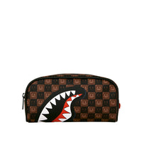 SHARKS IN PARIS WTF BUBBLE BROWN CHECK POUCH