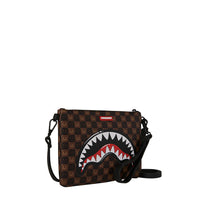 SHARKS IN PARIS WTF BUBBLE BROWN CHECK CROSSOVER CLUTCH