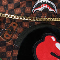 SHARKS IN PARIS WTF BUBBLE BROWN CHECK MONEYBEAR BACKPACK