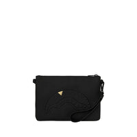 BLACKED OUT EMBOSSED GOLD TOOTH CROSSOVER CLUTCH