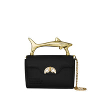 BLACKED OUT EMBOSSED GOLD SHARK HANDBAG