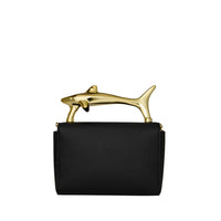 BLACKED OUT EMBOSSED GOLD SHARK HANDBAG