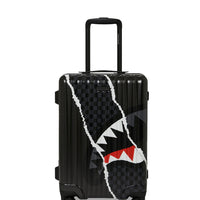 CENTER RIP REVEALING GRAY CHECK CARRY-ON LUGGAGE